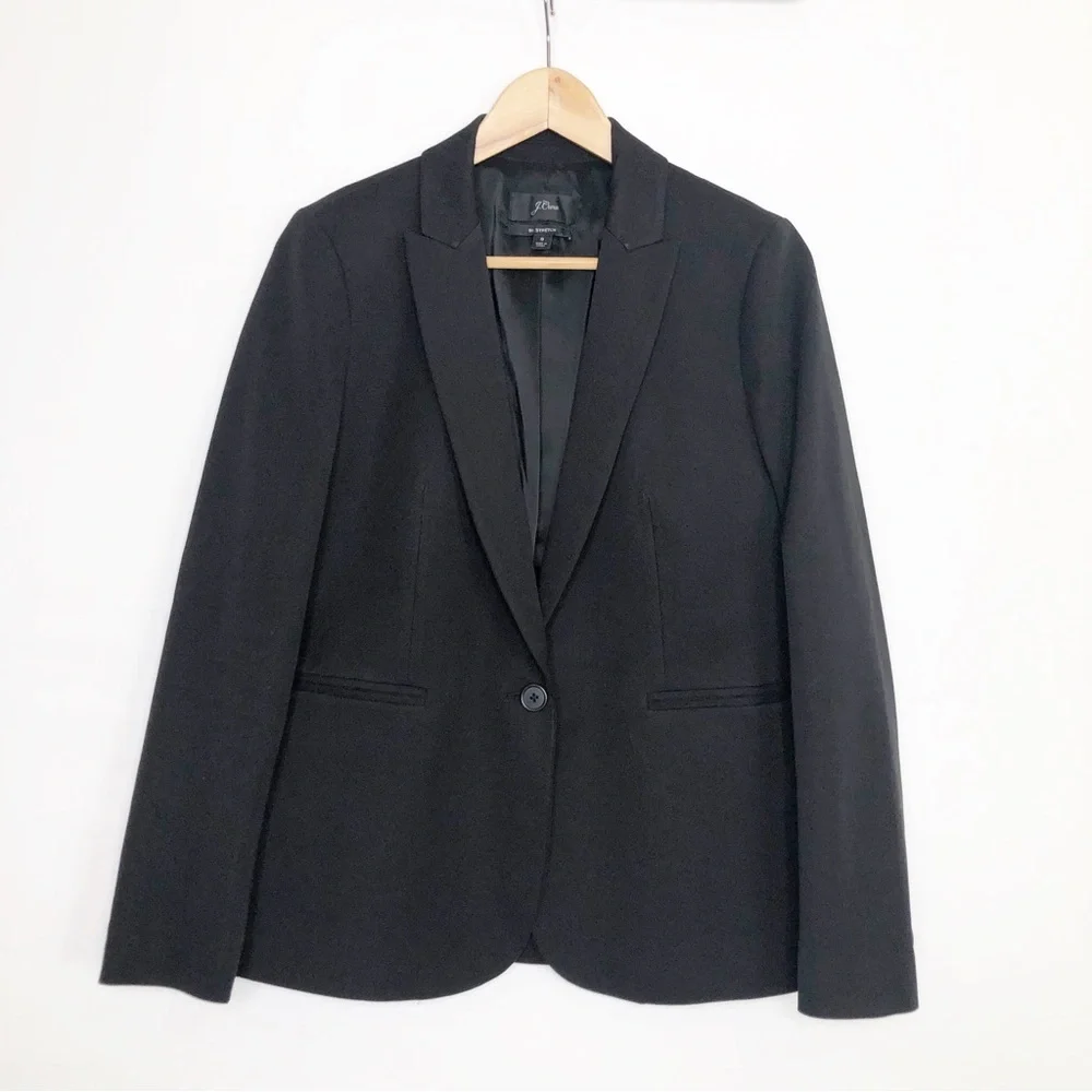 J.Crew BI Stretch black, one button closure blazer